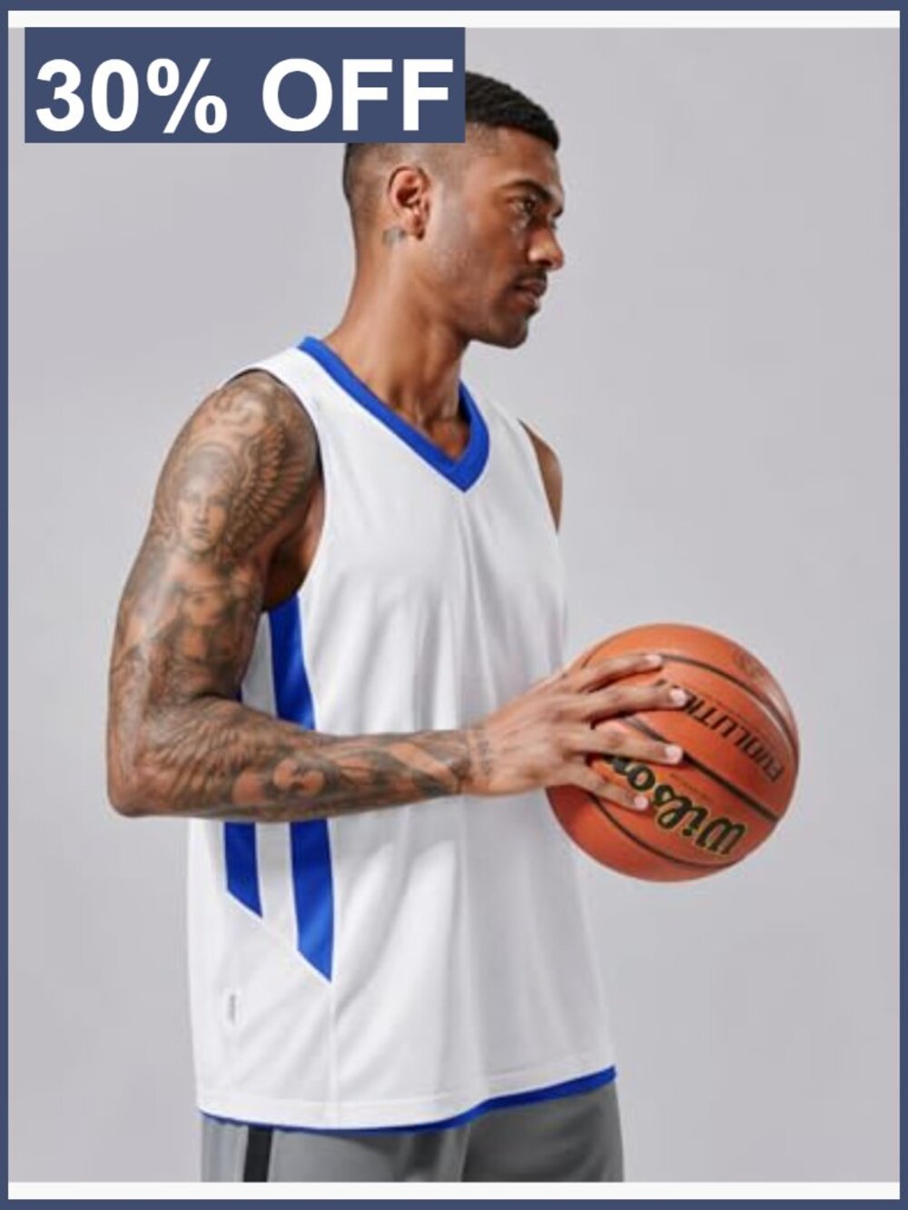 Reversible Men's Basketball Jersey, Mesh Athletic Sleeveless Scrimmage Pinnie, View 6